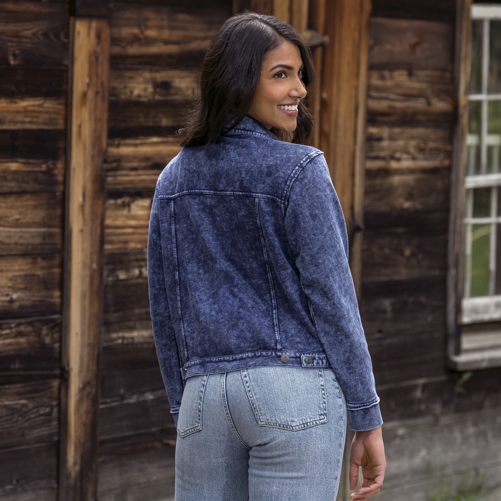 W23119 - Mila Acid Wash Denim Terry Jacket